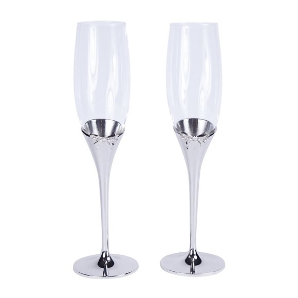 Unik Occasions Toasting Glasses & Cake Serving Set in Silver - Picture 2 of 5